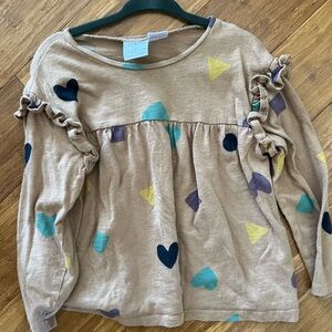 Zara Beige Heart and Shape Patterned Top
